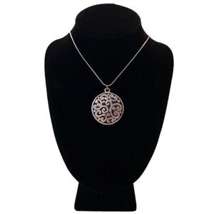 NEW ! Reversible Jewelry 38” Long Necklace Adjustable Scroll Side Hammered Side